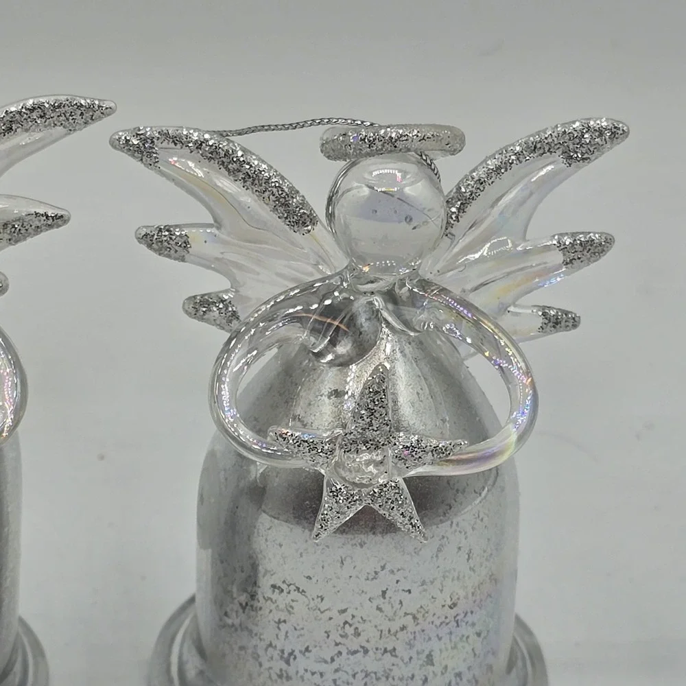 Vintage Glass Angel Ornaments Hand Blown Glass‎ Christmas Ornaments Set Of 2